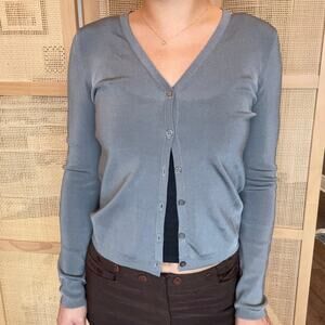 bcbg cardigan gray shimmer long sleeze size medium y2k